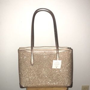 NWT! Rose Gold Glitter Tote by Kate Spade